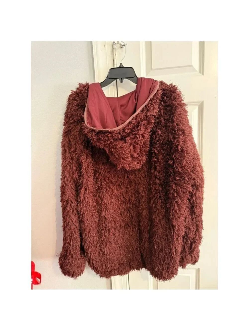 Women's Mia Joy Burgundy Shaggy Cardigan Sweater XL